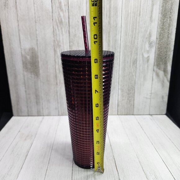 Starbucks Studded Berry Plum Grid Disco Tumbler Holiday Cold Cup 24 oz - Picture 9 of 10